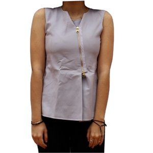 $1150 Women's Salvatore Ferragamo Cotton Blend Knit Tank Shirt Lavender IT